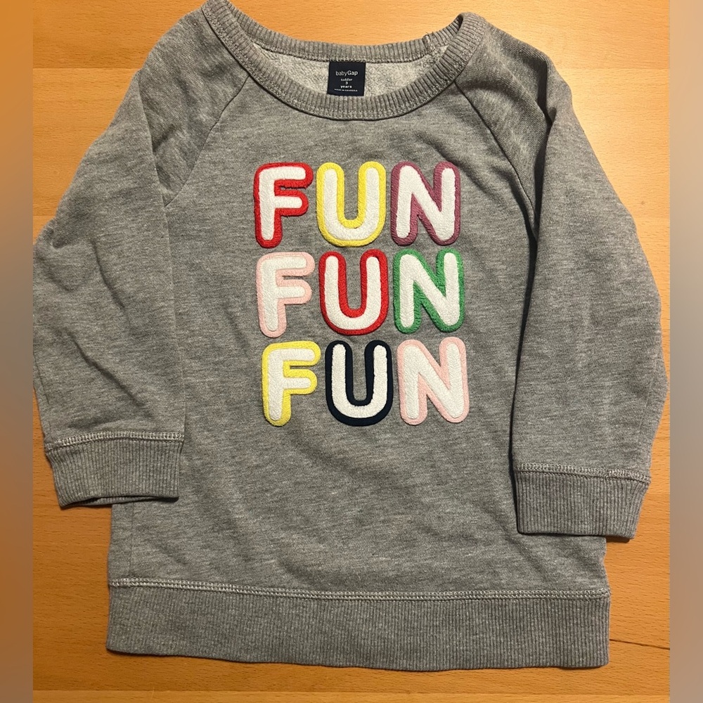 Like New BabyGap Gray Sweatshirt with Colorful 'FUN' Design